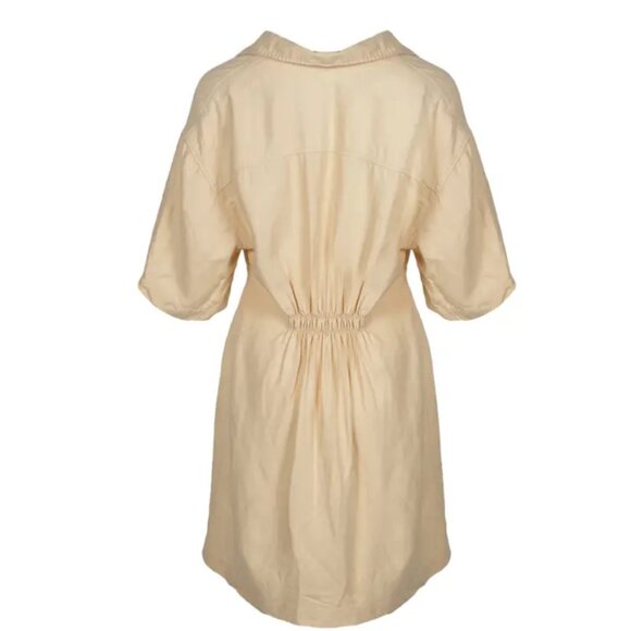 SANDRO, Elba Draped Twill Mini Dress In Beige, SZ 40 - Picture 3 of 10